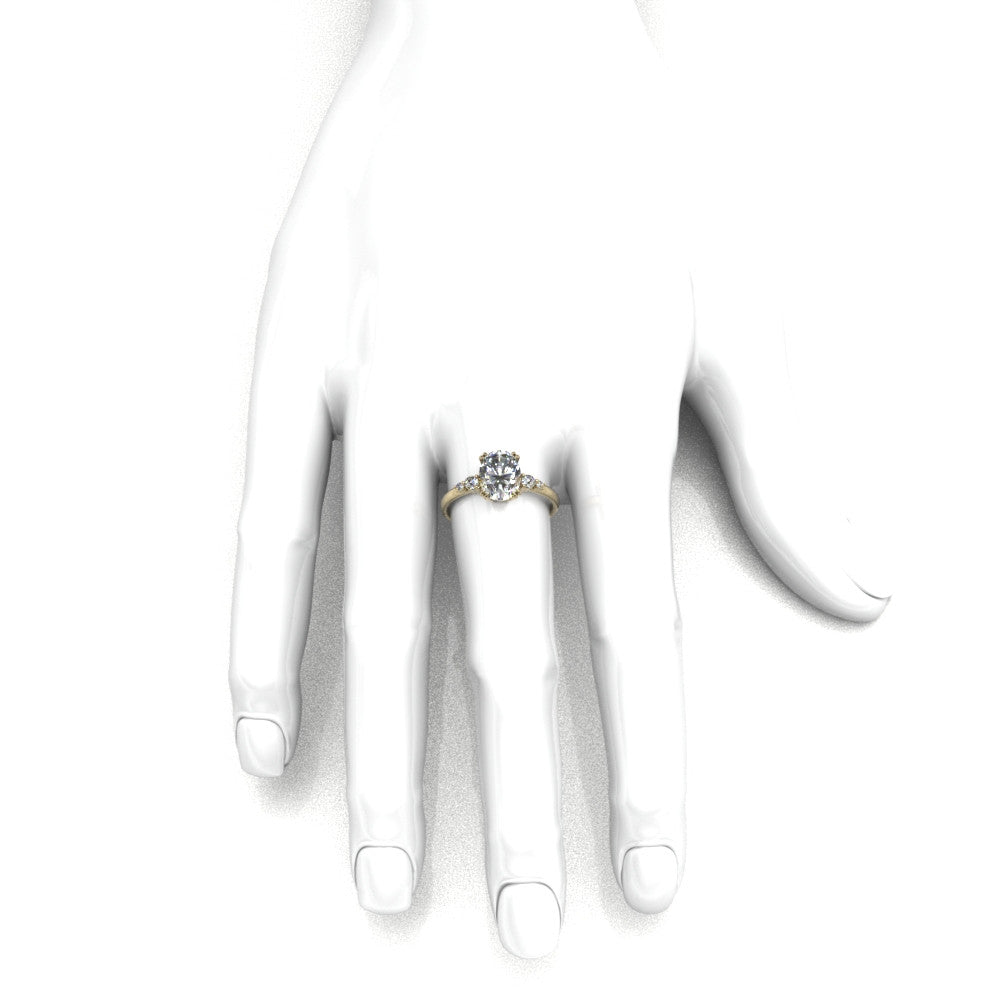 Ring with an oval-cut diamond