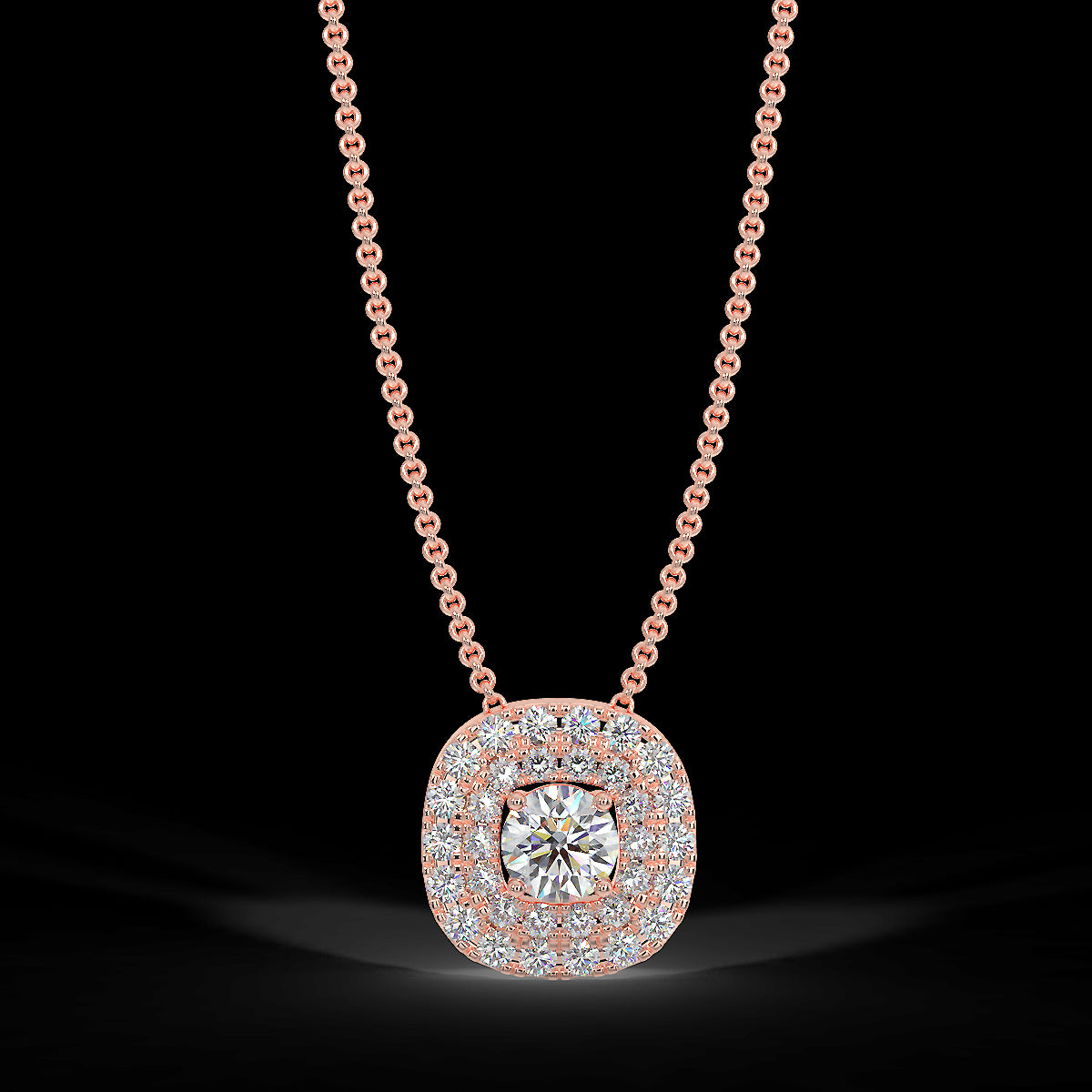 Rose gold halo pendant with 0.22 ctw diamonds