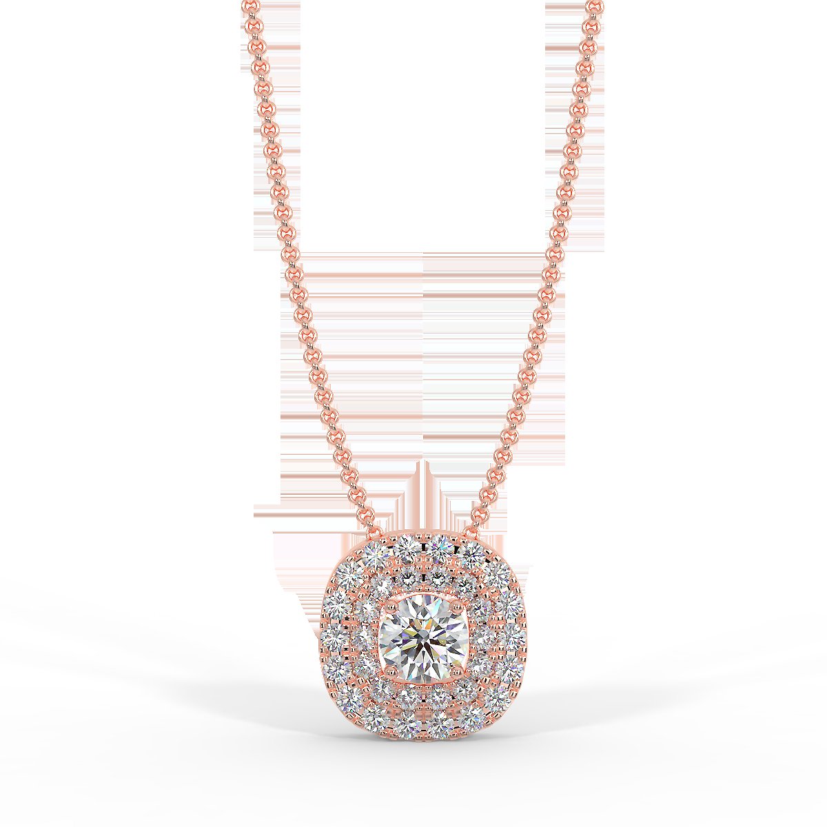 Rose gold halo pendant with 0.22 ctw diamonds