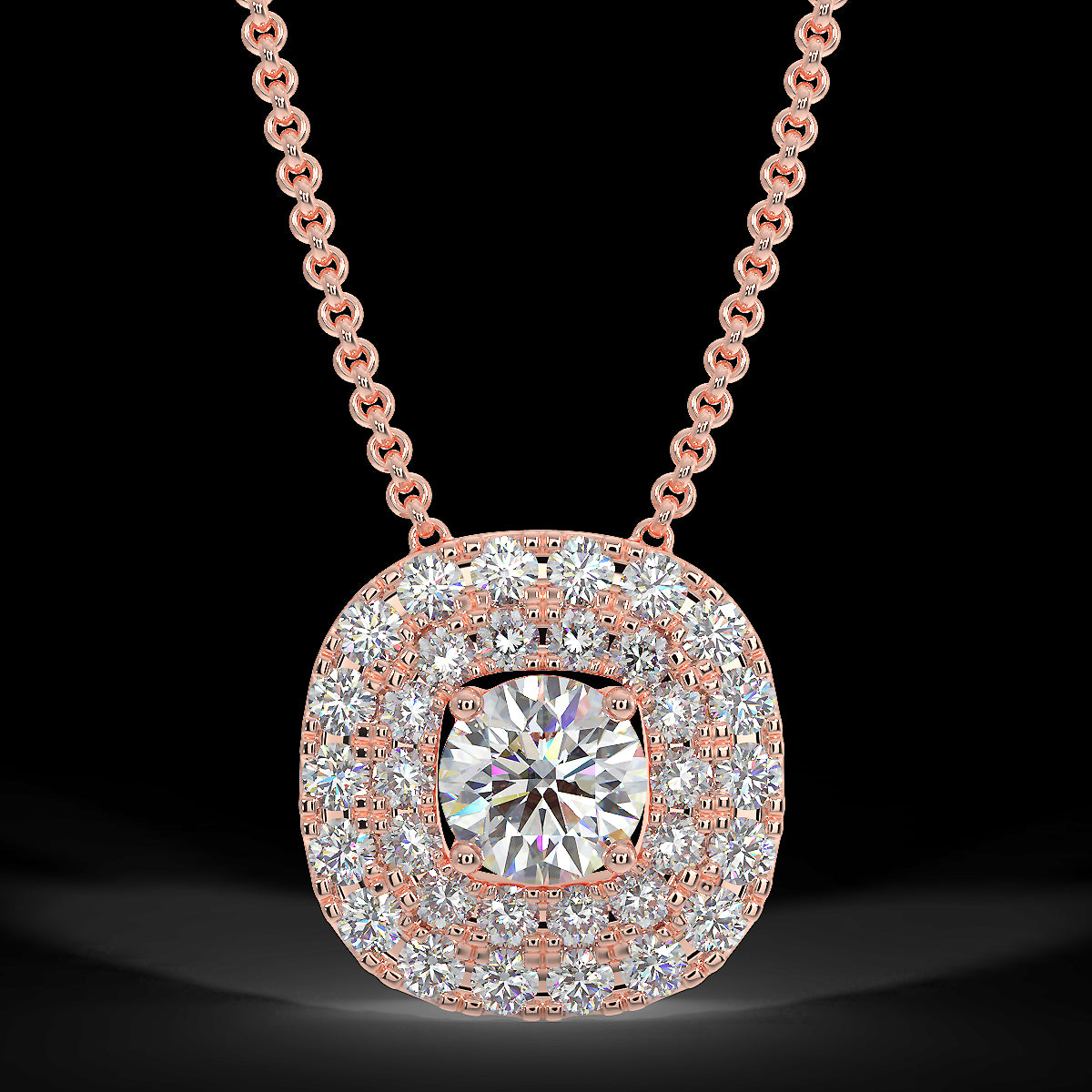 Rose gold halo pendant with 0.22 ctw diamonds