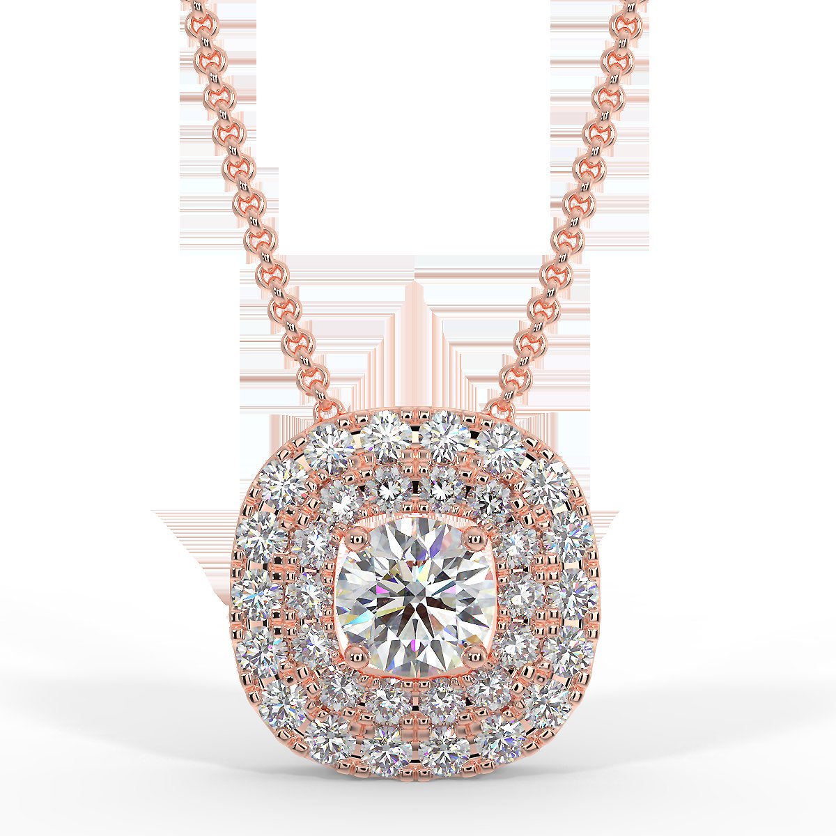 Rose gold halo pendant with 0.22 ctw diamonds