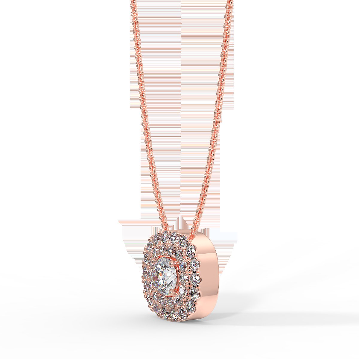 Rose gold halo pendant with 0.22 ctw diamonds