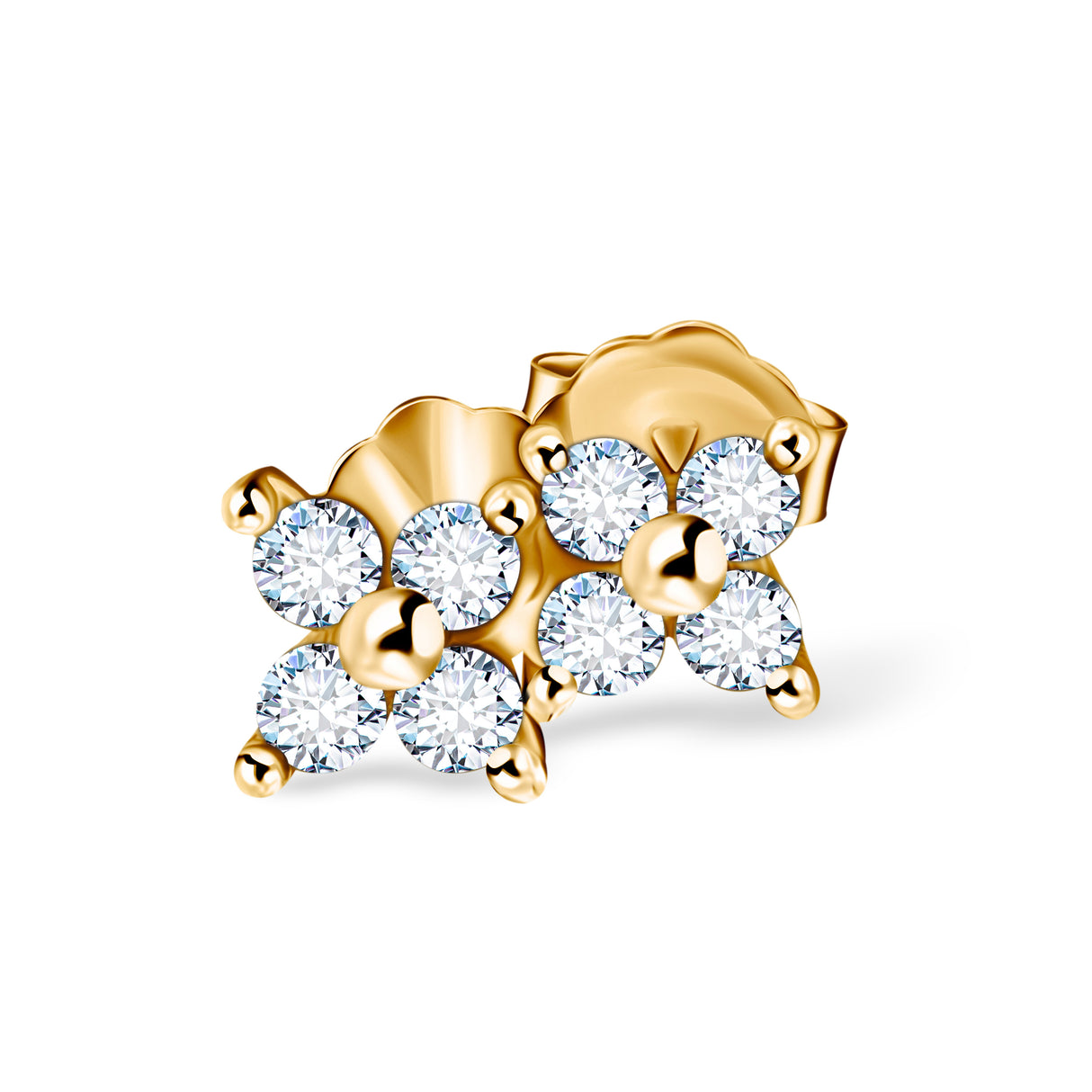 Kolczyki z diamentami w kształcie kwiatków, typu studs earrings