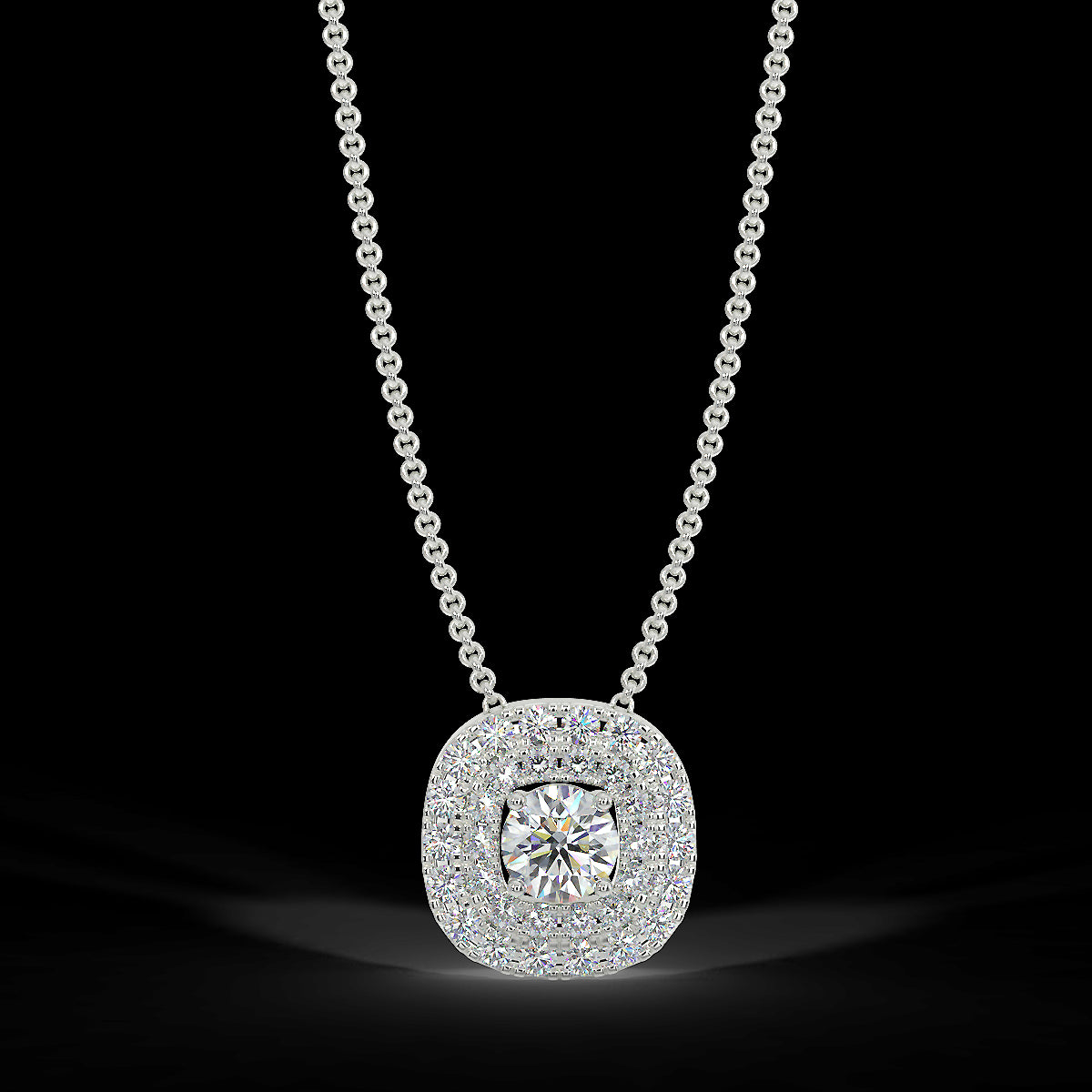 Halo style pendant in white gold with 0.22 ctw diamonds