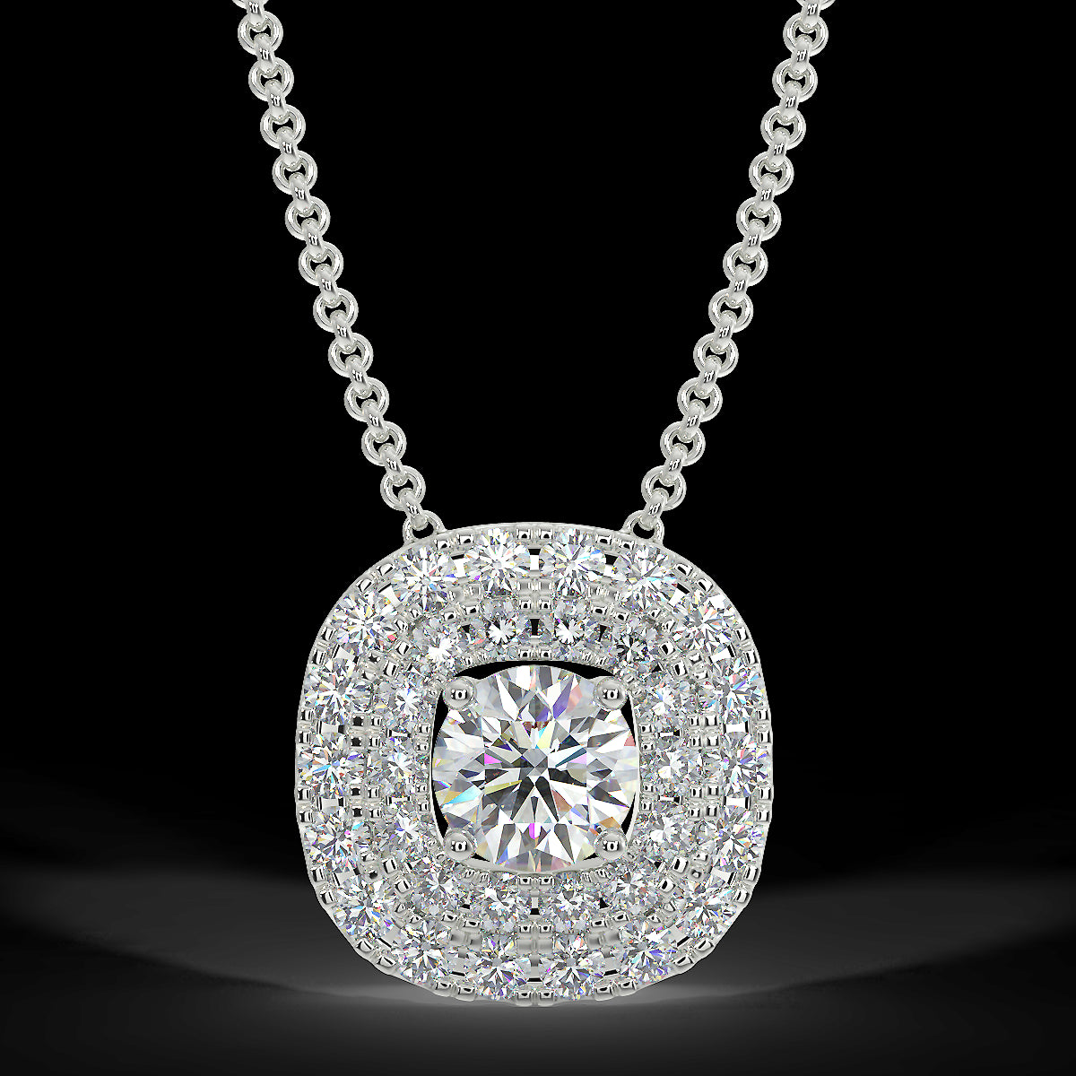 Halo style pendant in white gold with 0.22 ctw diamonds