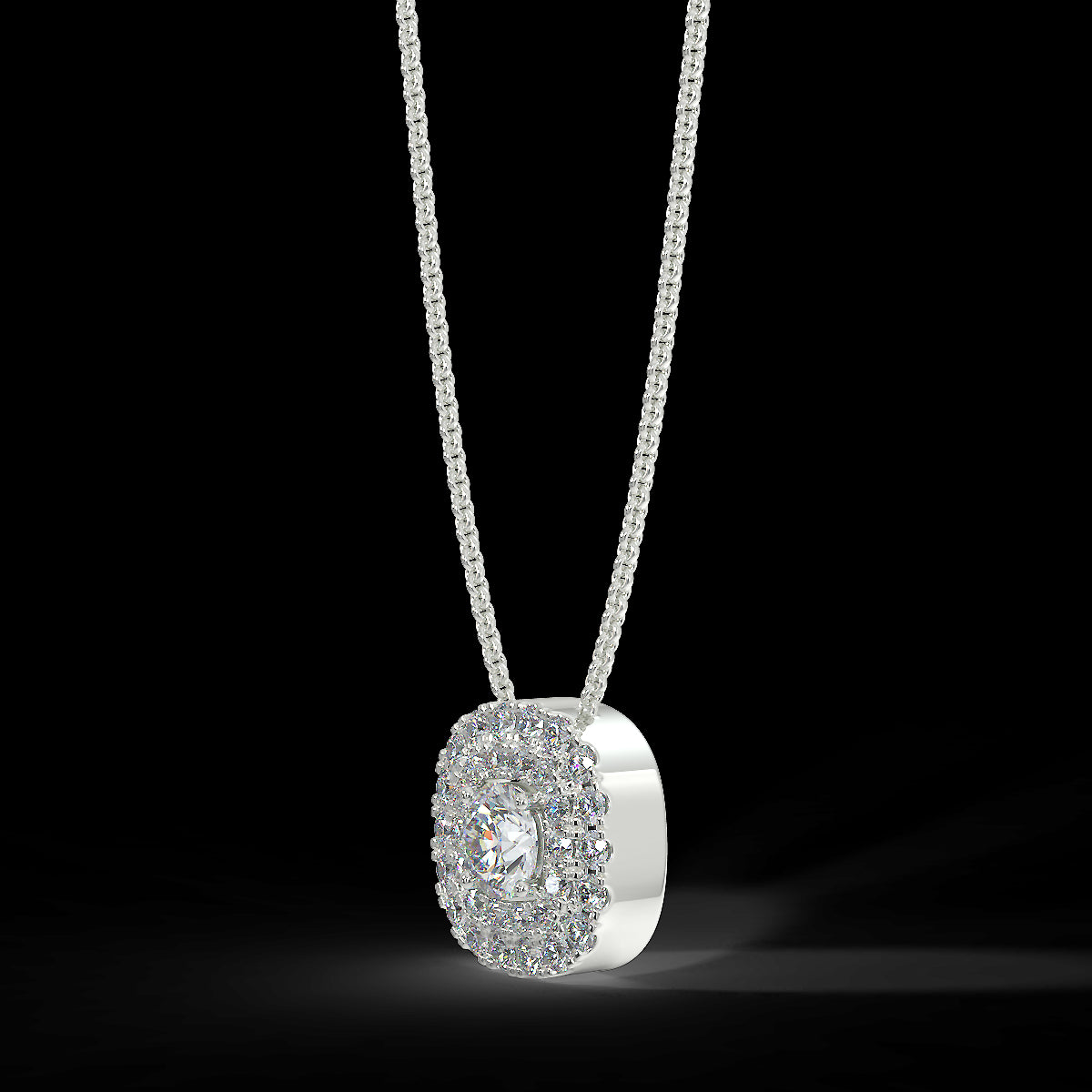 Halo style pendant in white gold with 0.22 ctw diamonds