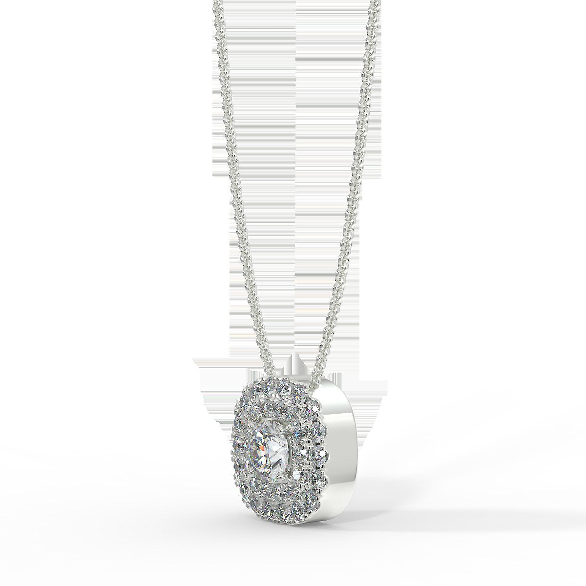 Halo style pendant in white gold with 0.22 ctw diamonds