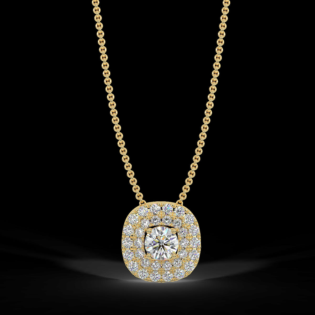 Yellow gold halo pendant with 0.22 ctw diamonds