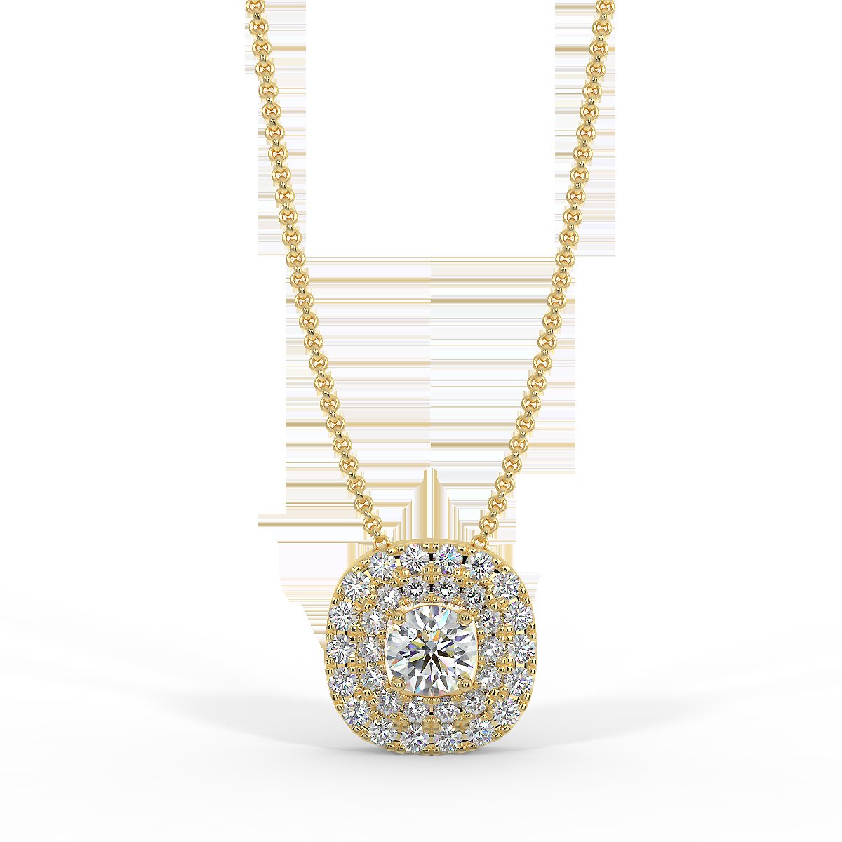 Yellow gold halo pendant with 0.22 ctw diamonds