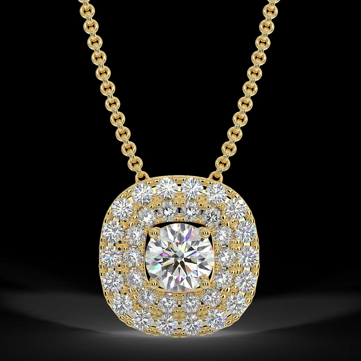 Yellow gold halo pendant with 0.22 ctw diamonds