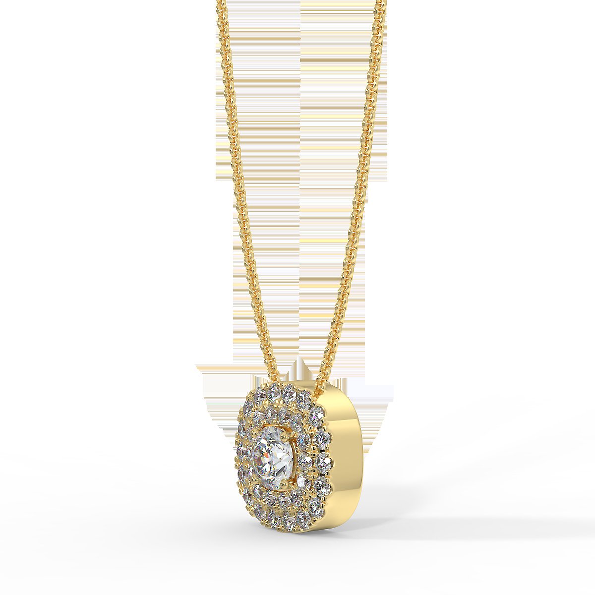 Yellow gold halo pendant with 0.22 ctw diamonds