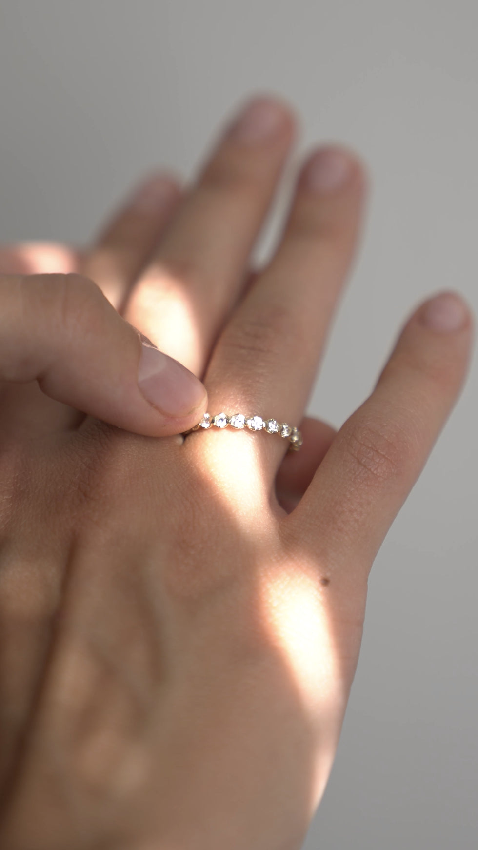 Diamond wedding band - on finger