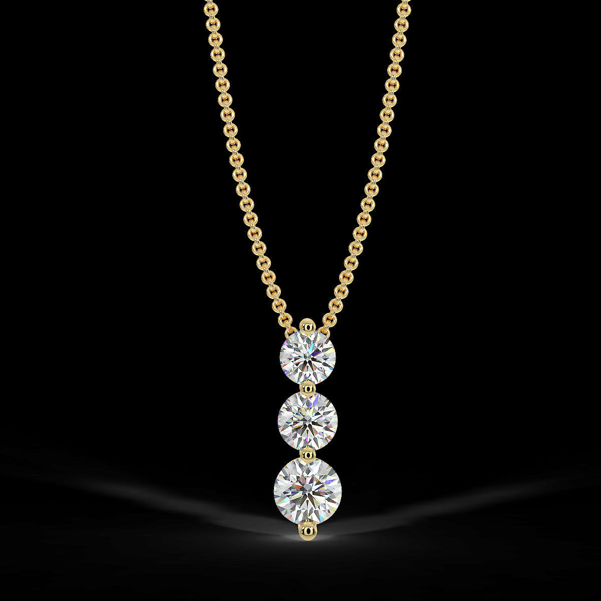 Yellow Gold Trio Pendant with 0.35 ctw Diamonds