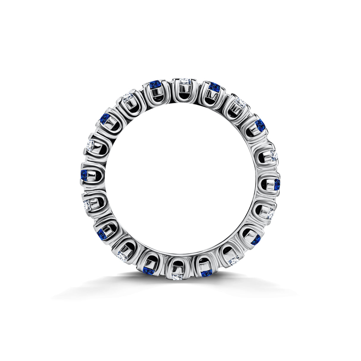Eternity Ring with Diamonds and Sapphires - side view