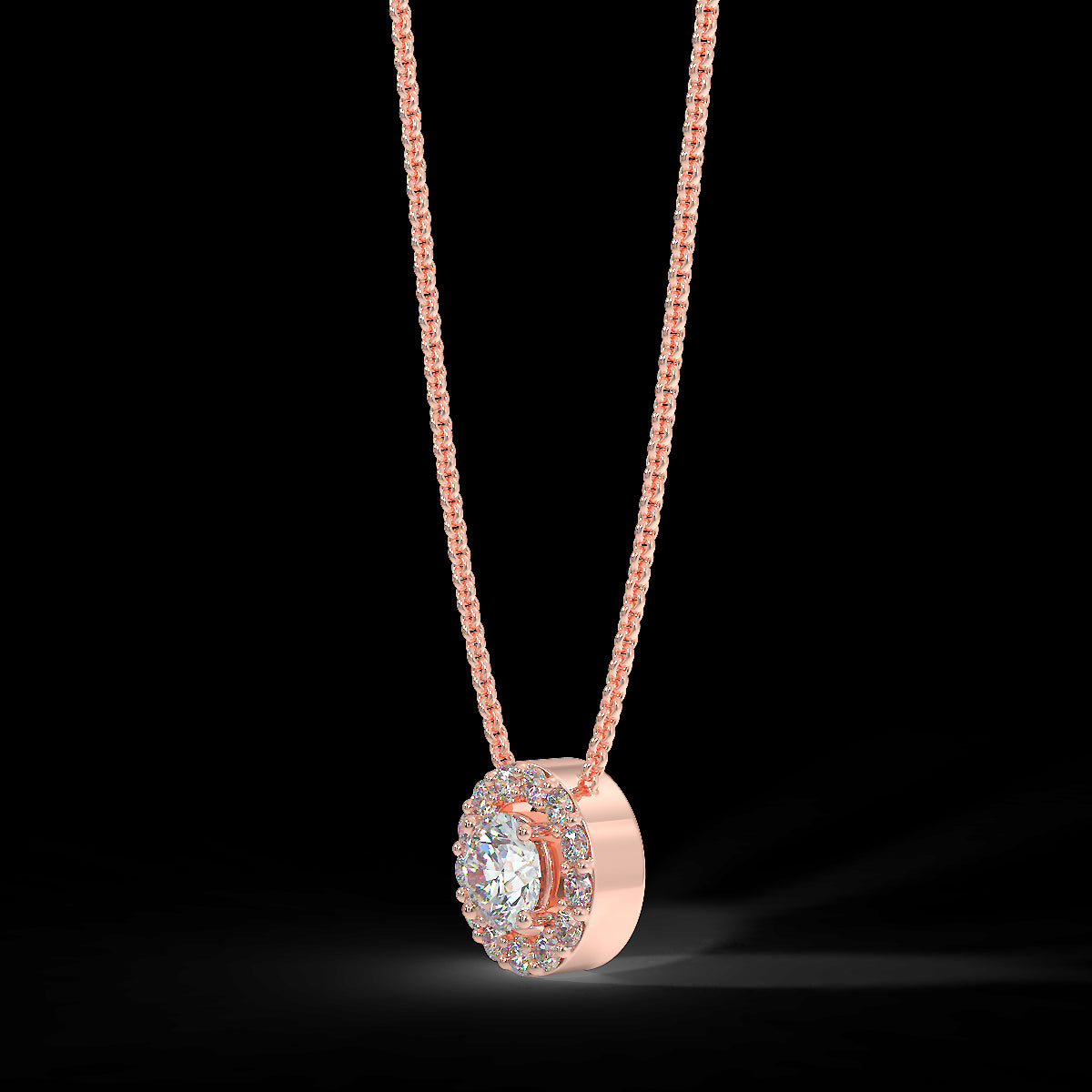 Rose gold halo pendant with 0.15 ctw diamonds
