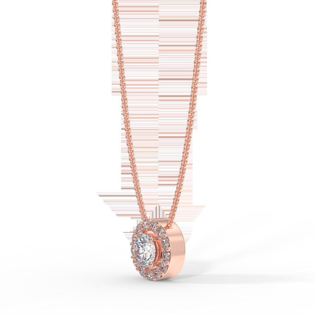 Rose gold halo pendant with 0.15 ctw diamonds