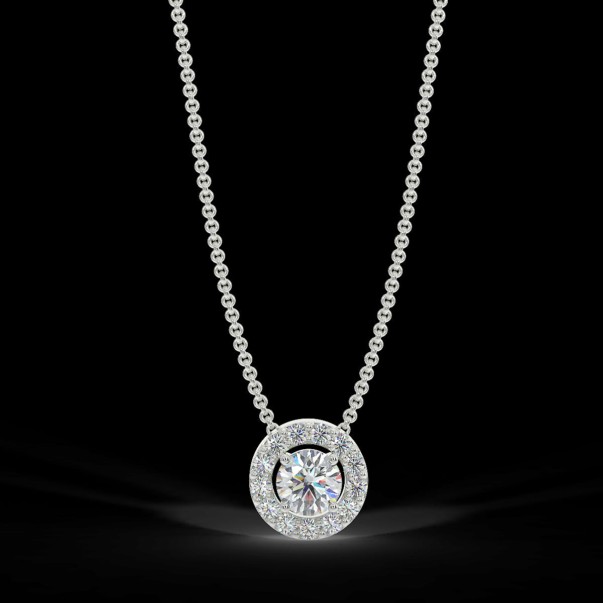 White gold halo pendant with 0.15 ct diamonds