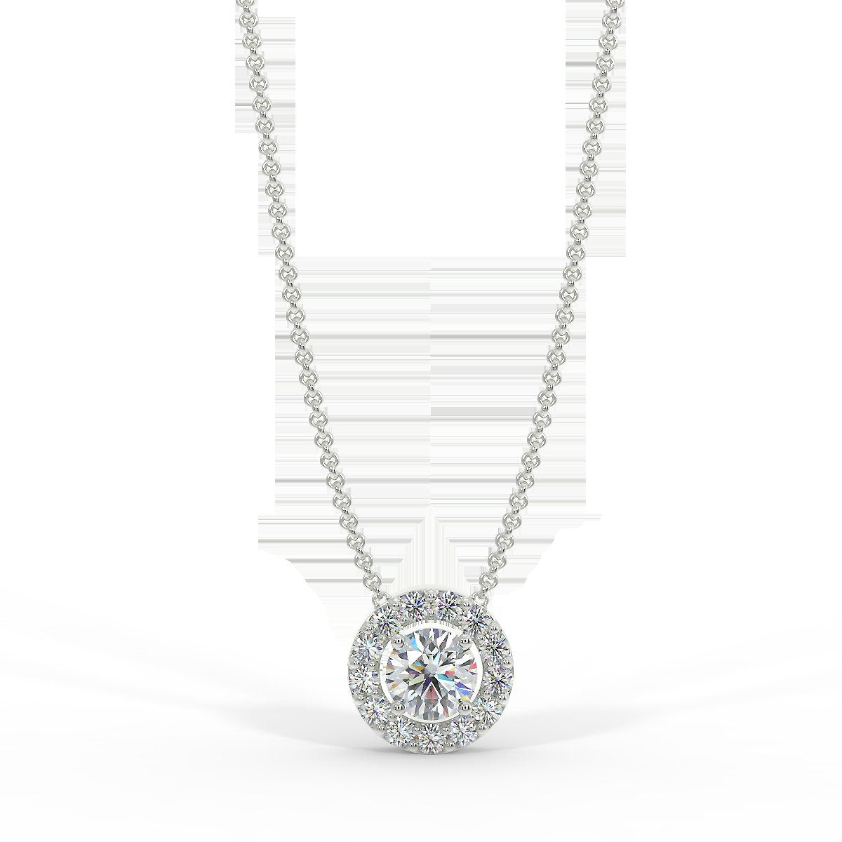 White gold halo pendant with 0.15 ct diamonds