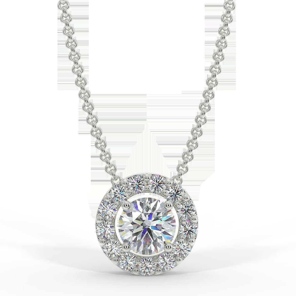 White gold halo pendant with 0.15 ct diamonds