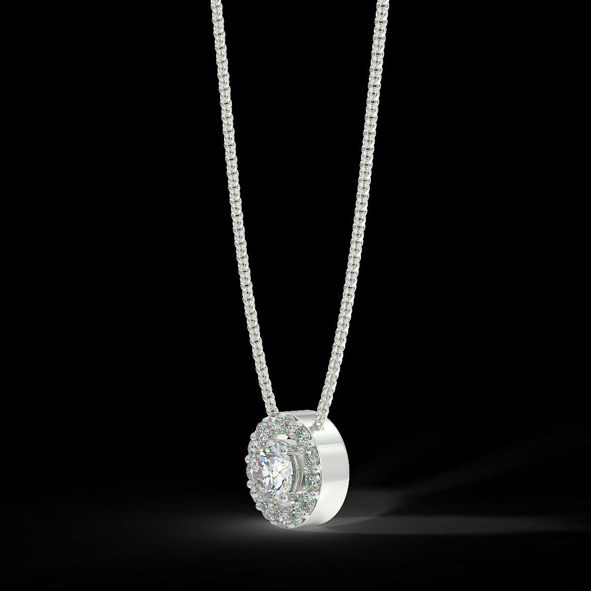 White gold halo pendant with 0.15 ct diamonds