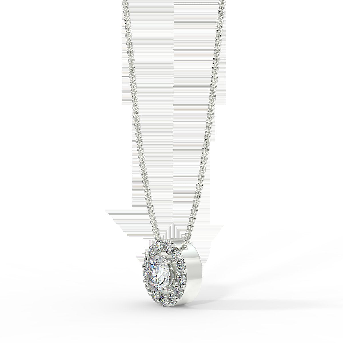 White gold halo pendant with 0.15 ct diamonds