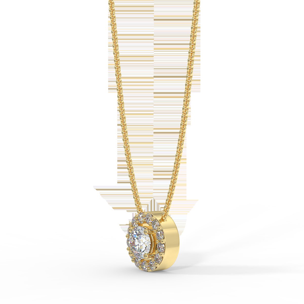 Yellow gold halo pendant with 0.15 ctw diamonds