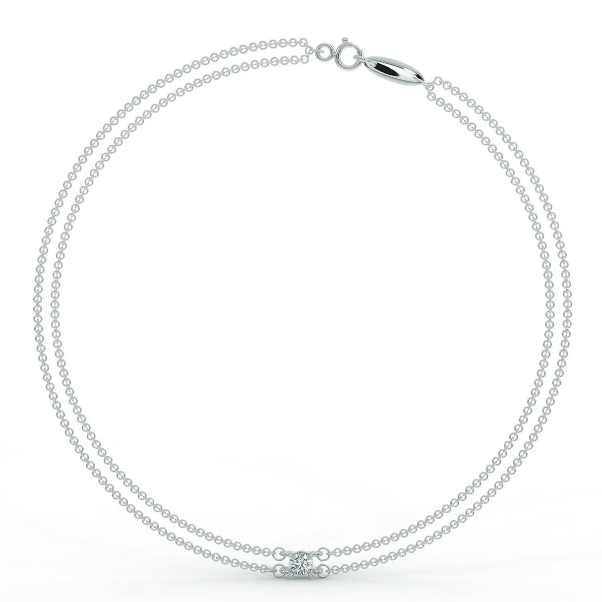 Bransoletka z białego złota z diamentem o masie 0,20 ct