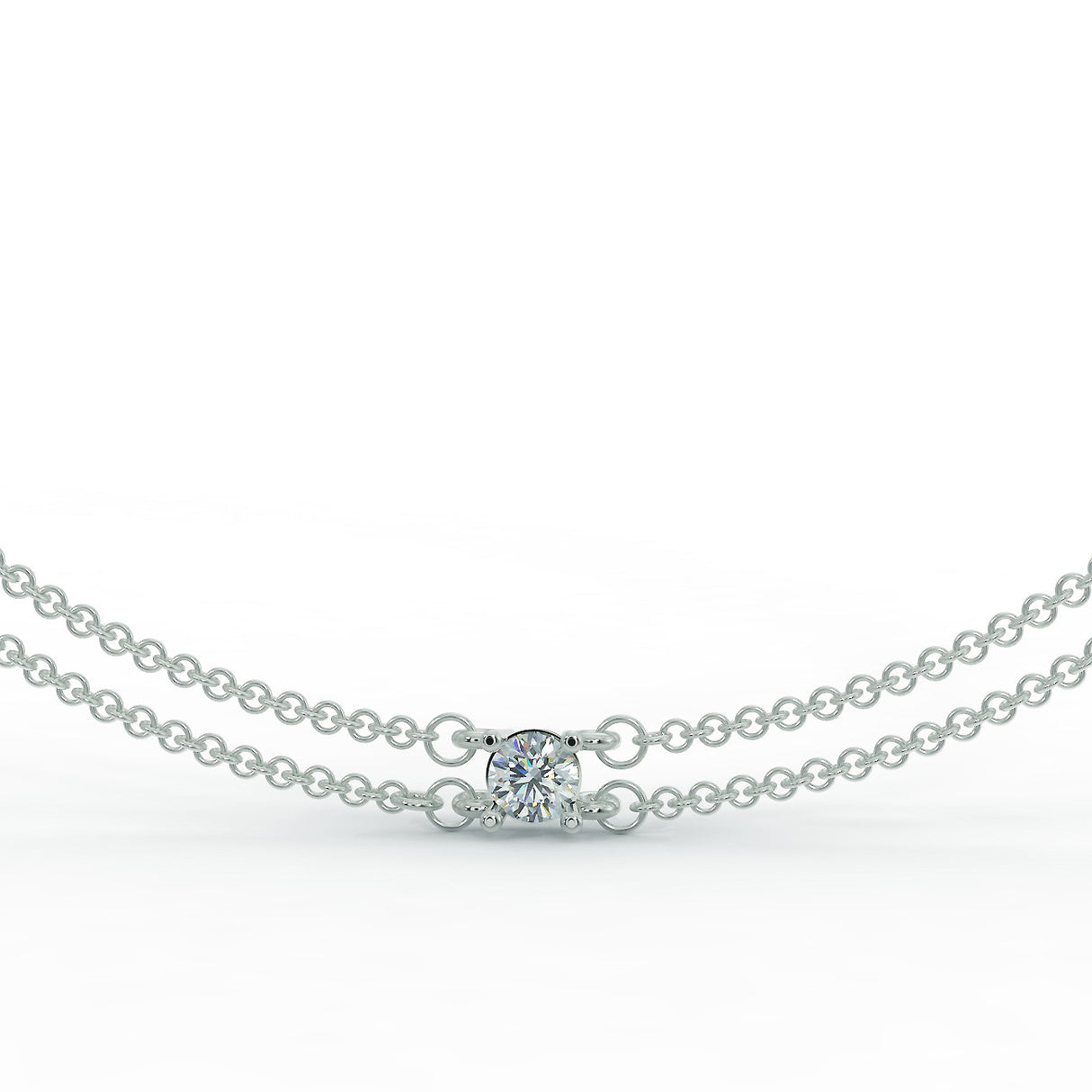 Bransoletka z białego złota z diamentem o masie 0,20 ct - zbliżenie