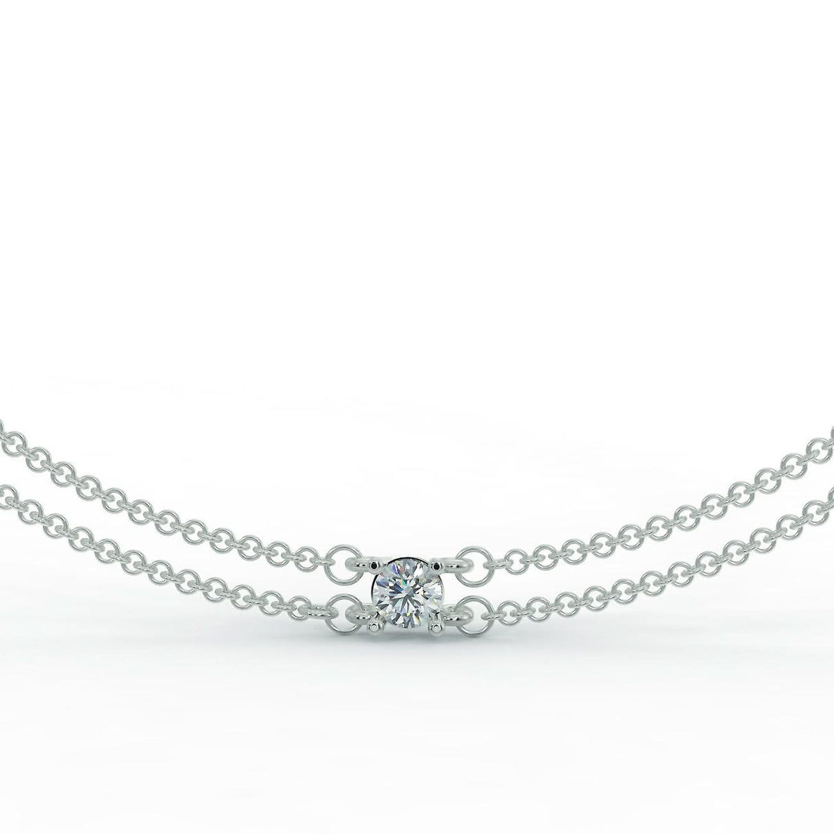 Bransoletka z białego złota z diamentem o masie 0,20 ct - zbliżenie