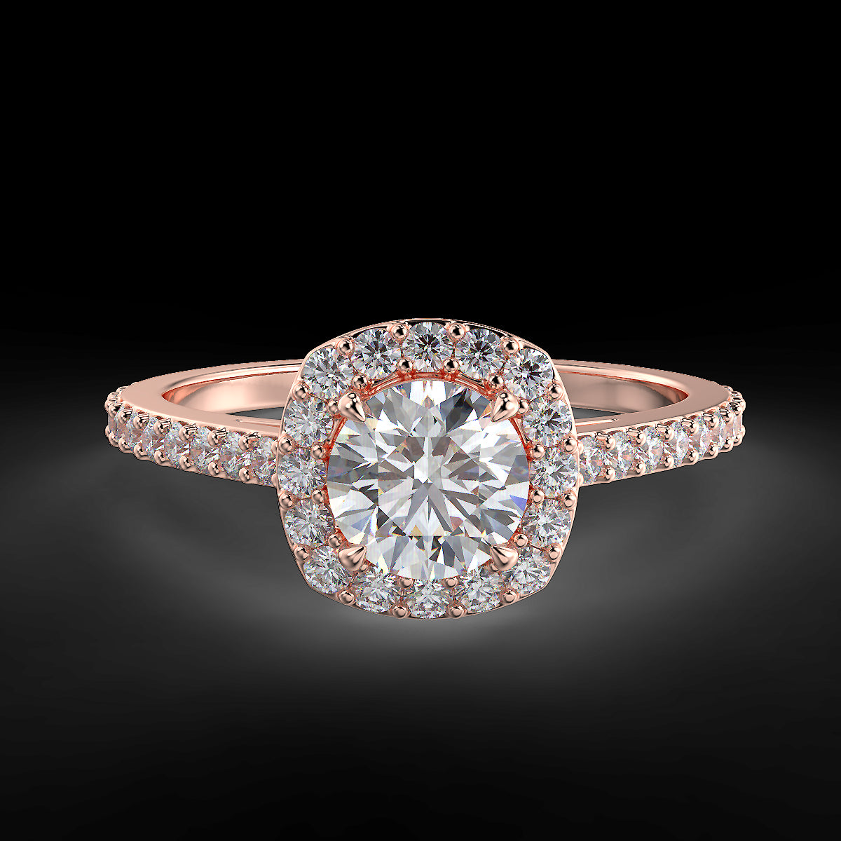 Pierścionek zaręczynowy z różowego złota z diamentami o masie 0,83 ct - widok z góry