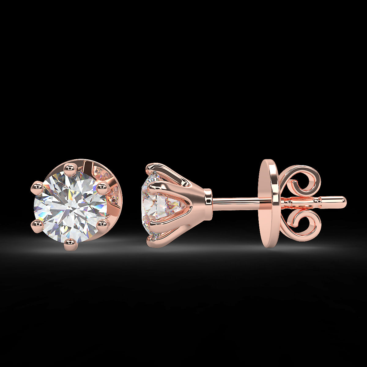 Rose gold stud earrings with 0.60 ctw diamonds