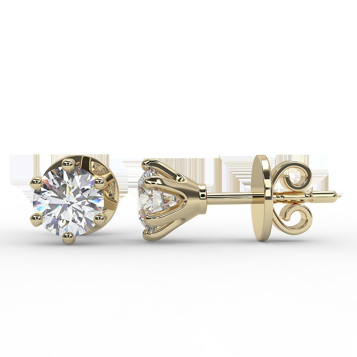 Gold stud earrings with diamonds 0.60 ctw