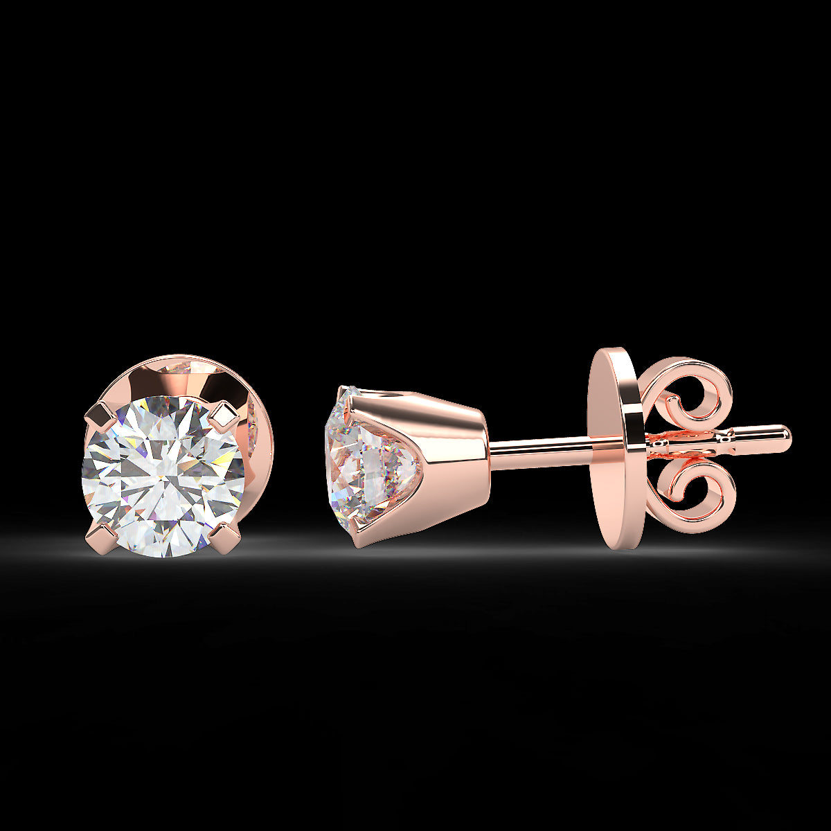 Rose gold earrings with 0.70 ctw diamonds