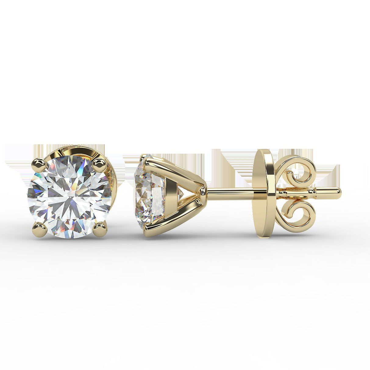 Minimalist gold earrings with 1 ctw diamonds