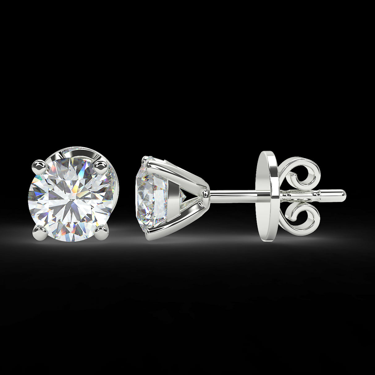 White gold earrings with 1 ctw diamonds