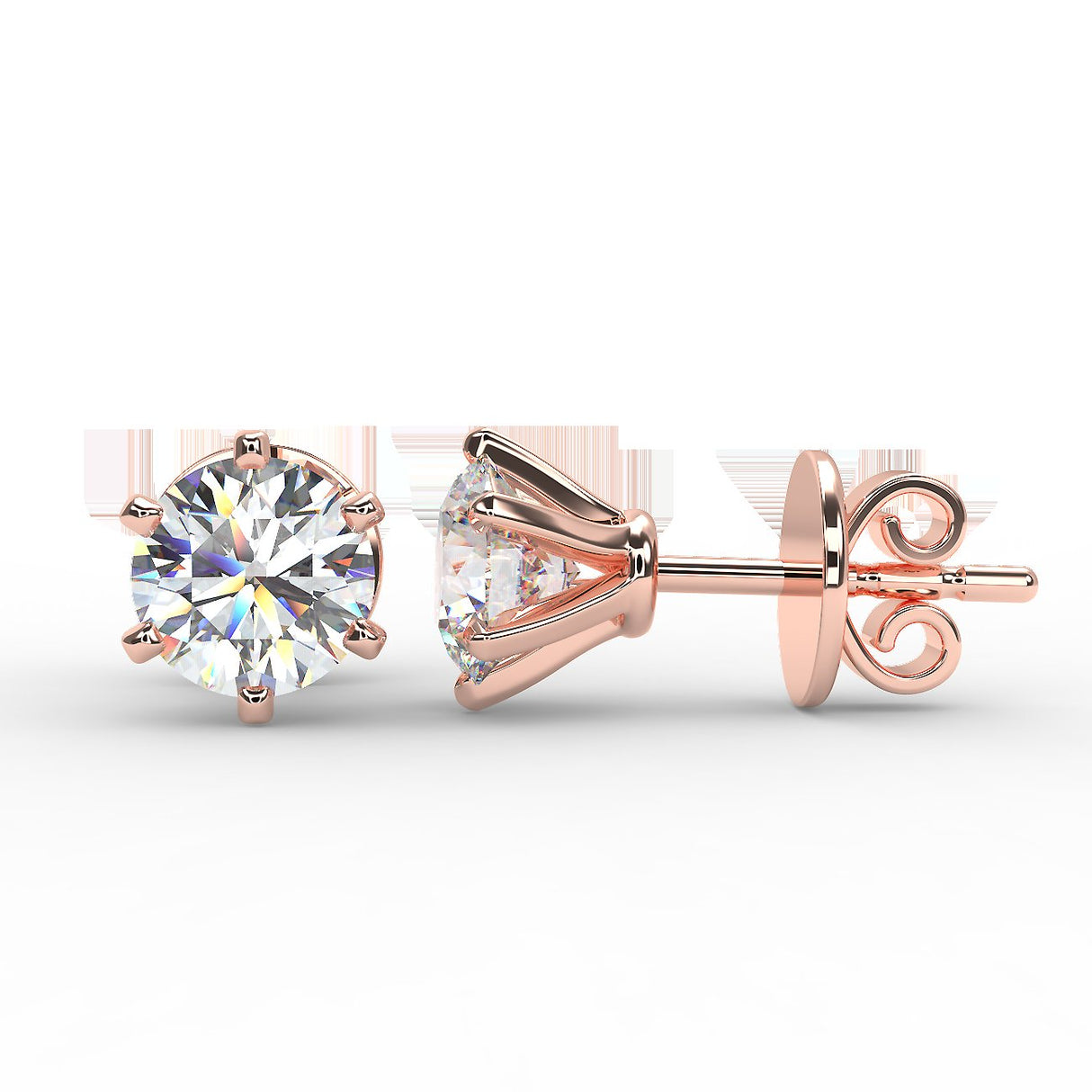 Rose gold earrings with 1 ctw diamonds