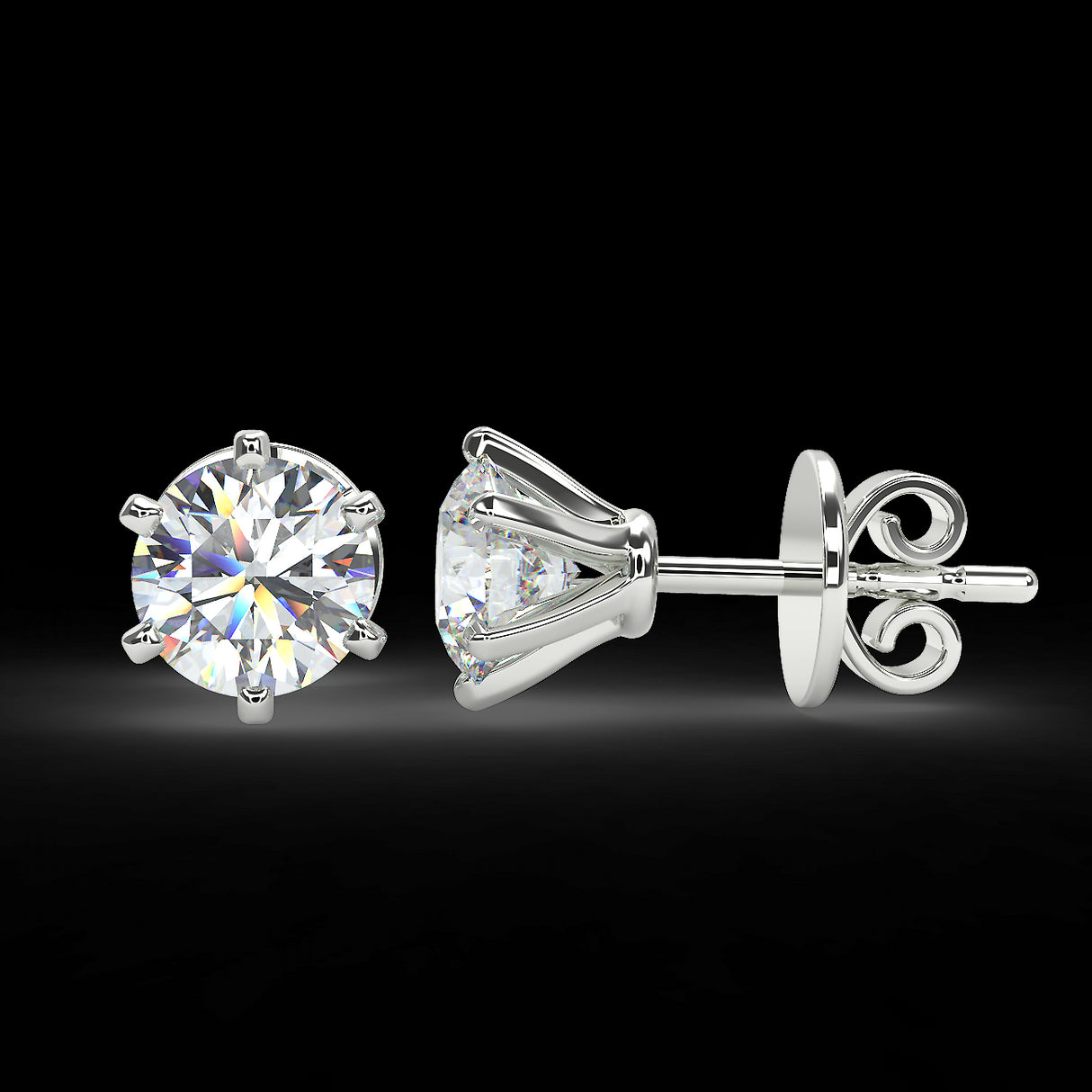 White gold earrings with 1 ctw diamonds