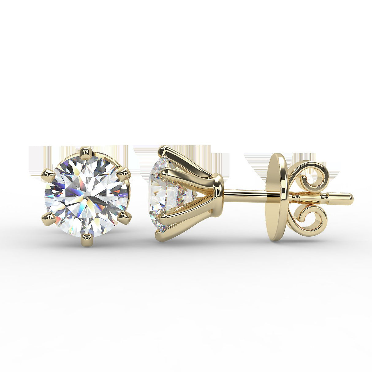 Gold earrings with 1 ctw diamonds