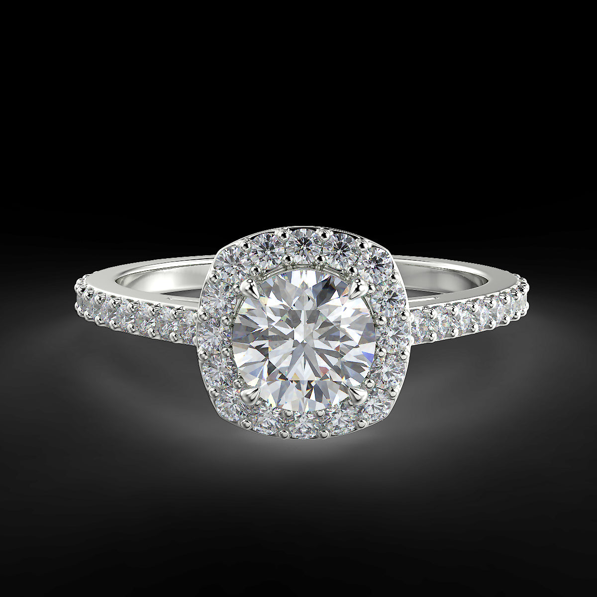 Pierścionek zaręczynowy z białego złota z diamentami o masie 0,83 ct - widok od góry