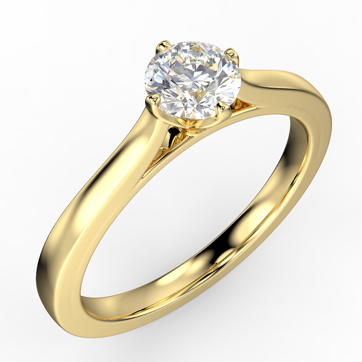 Yellow gold engagement ring with a 0.45 ct diamond