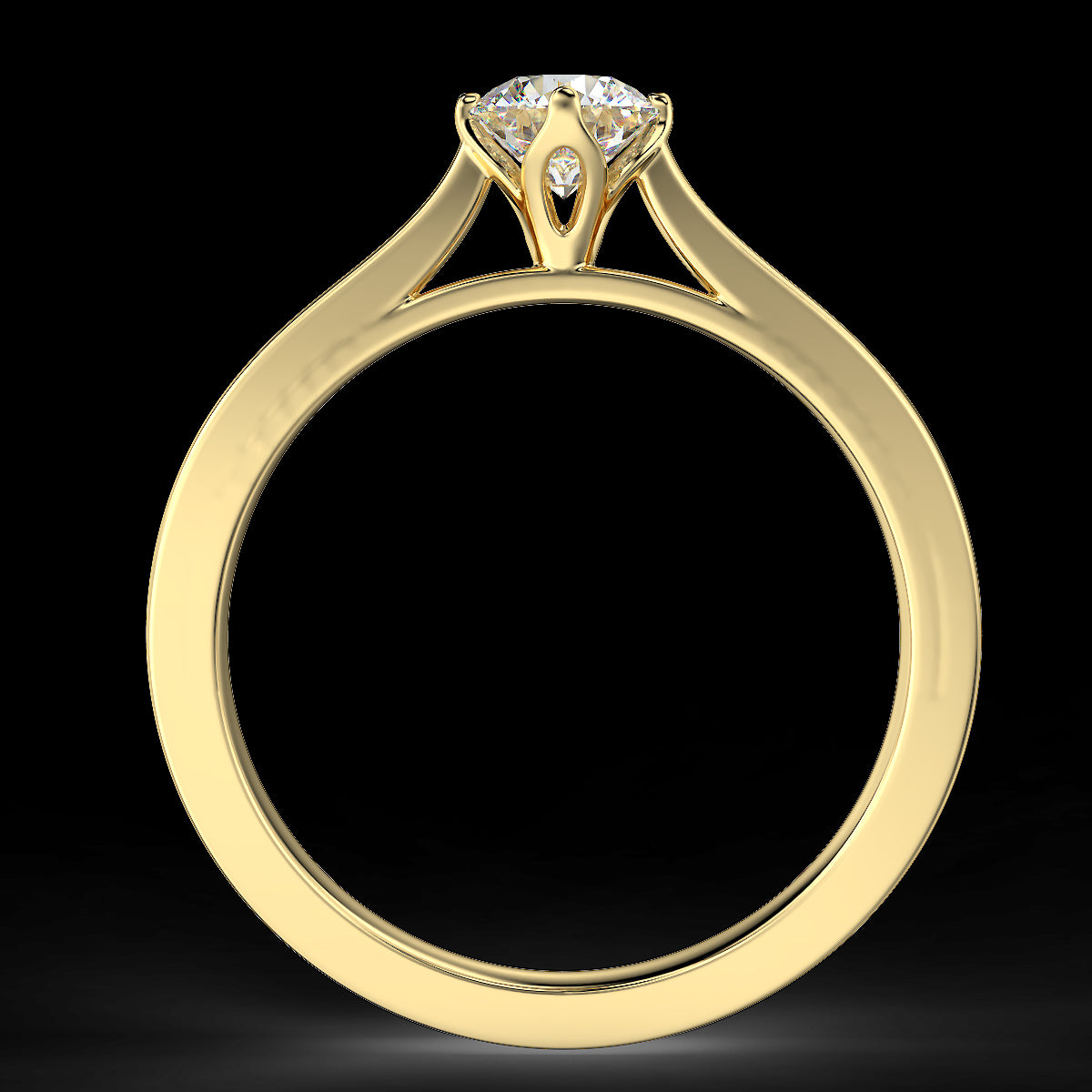 Yellow gold engagement ring with a 0.45 ct diamond