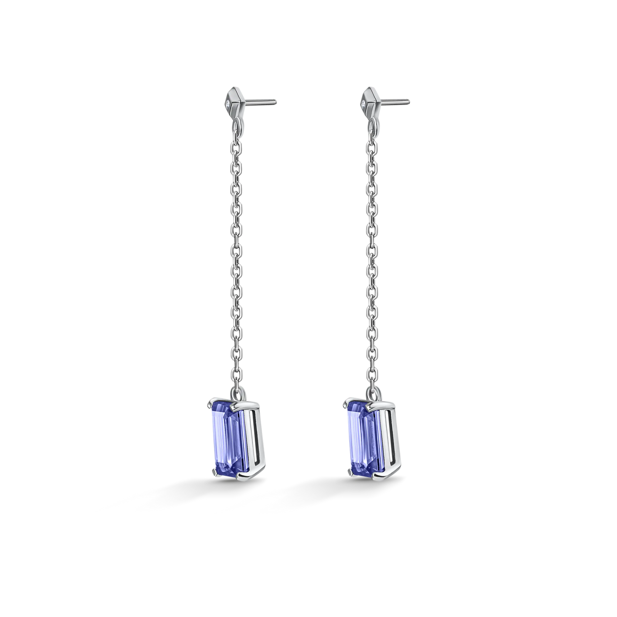 Modern Tanzanite Drop - kolczyki z tanzanitami i diamentami 2ctw