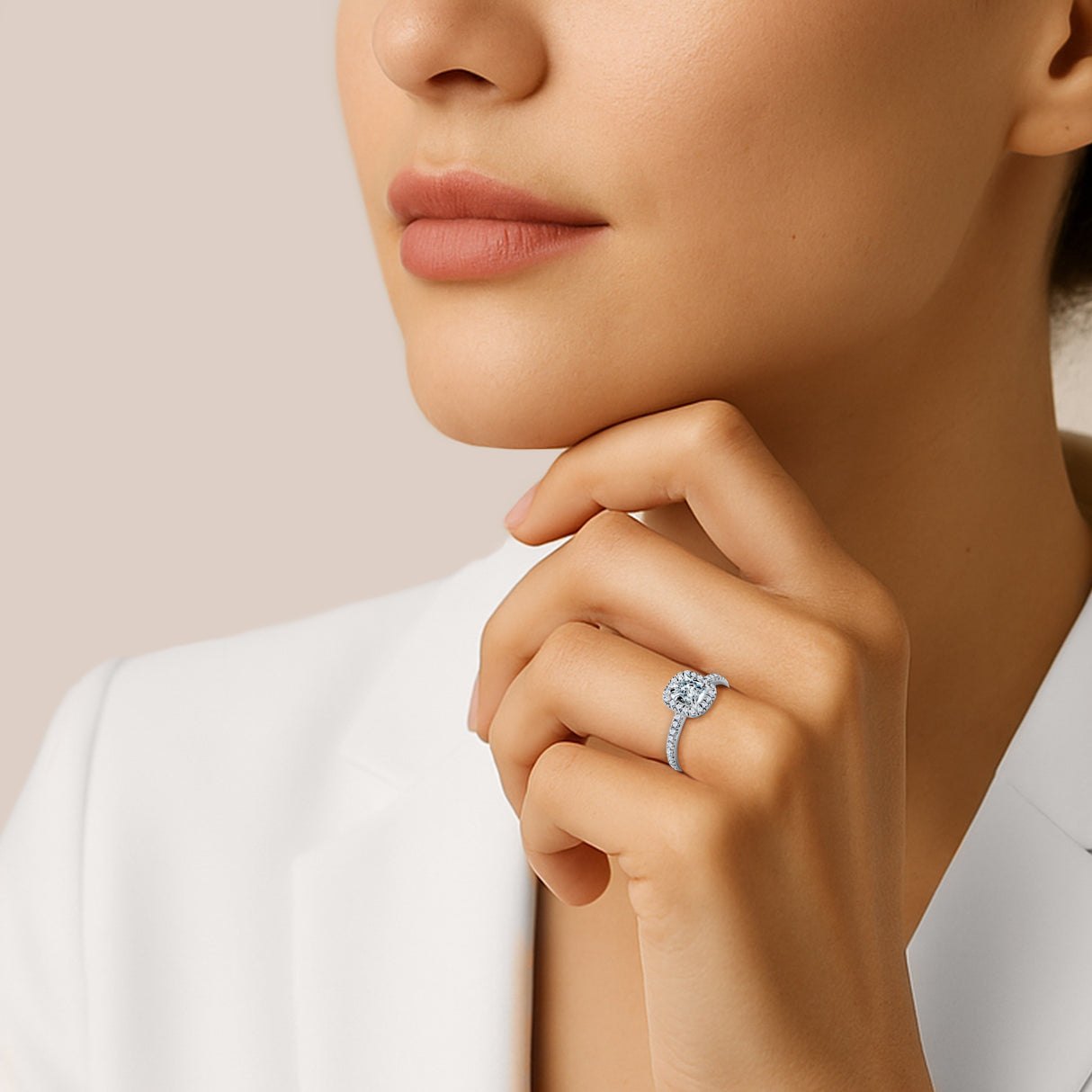 Aurora Cushion Engagement Ring – White Gold, 1.20 ct Diamonds