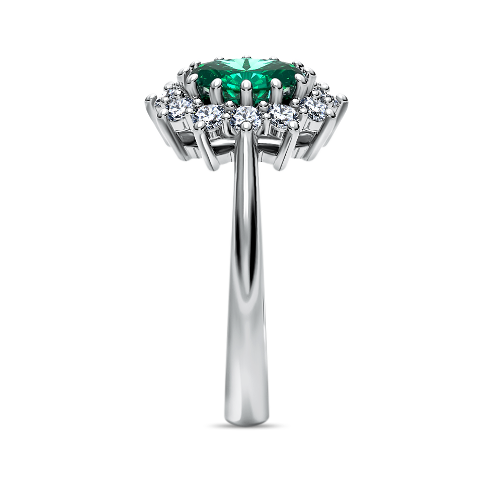 Crimson with 0.90ct emerald and diamonds