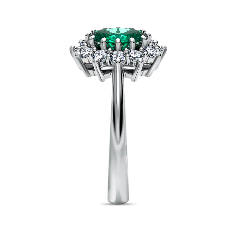 Crimson with 0.90ct emerald and diamonds