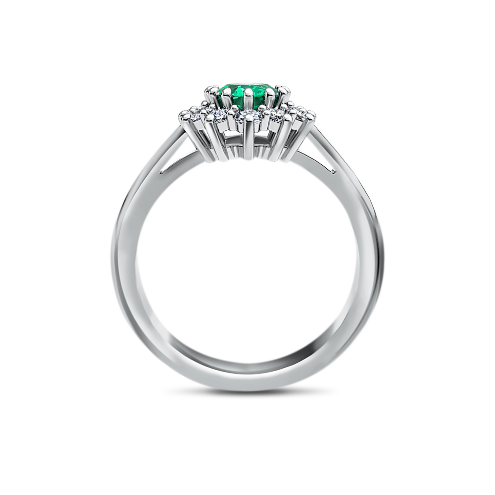 Crimson with 0.90ct emerald and diamonds