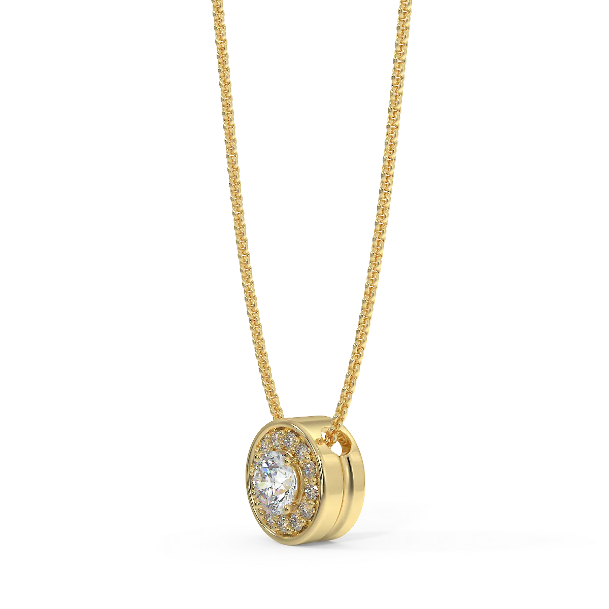 Yellow gold halo pendant with 0.15 ctw diamonds