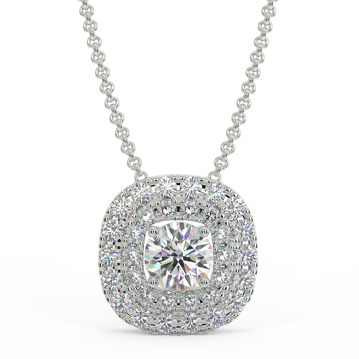 Halo style pendant in white gold with 0.22 ctw diamonds