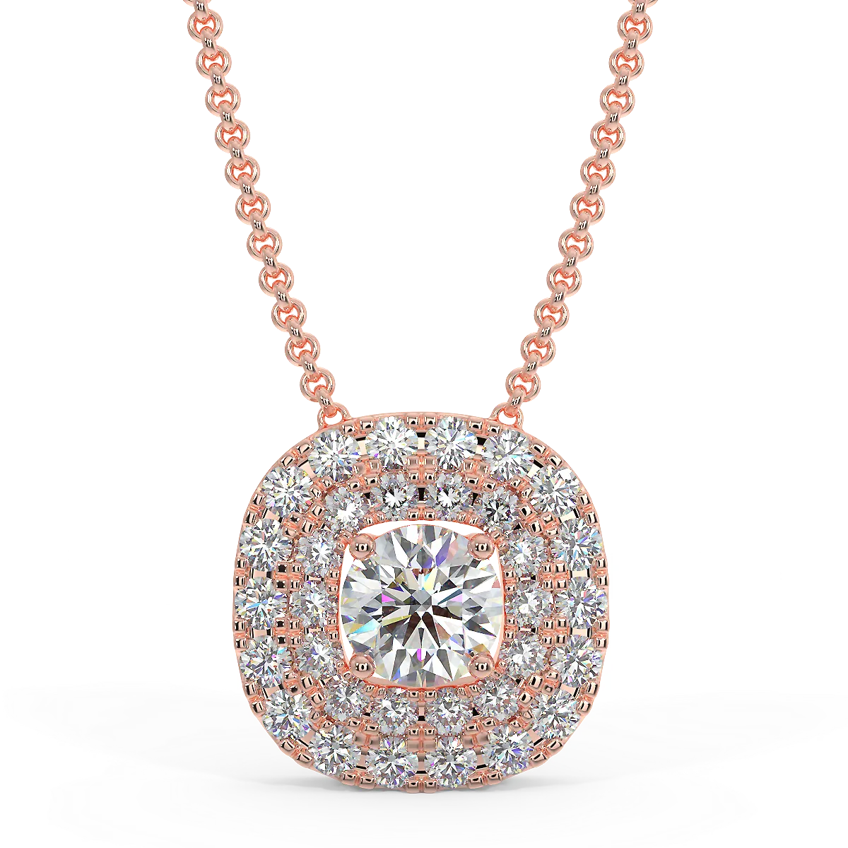 Rose gold halo pendant with 0.22 ctw diamonds