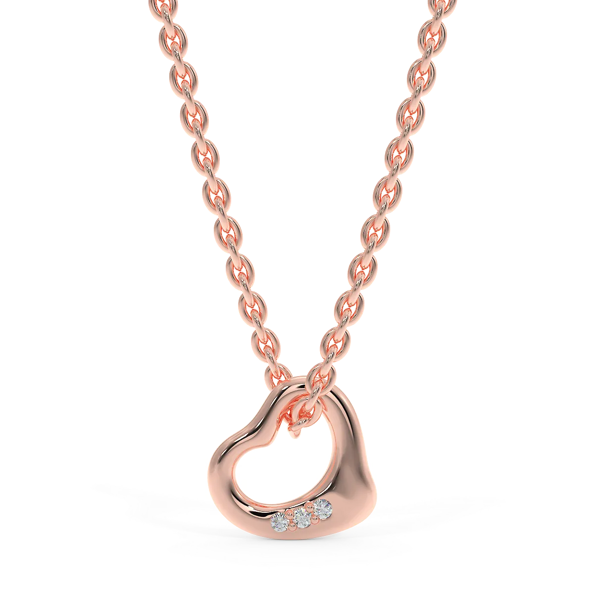 Zawieszka serce z różowego złota z diamencikami